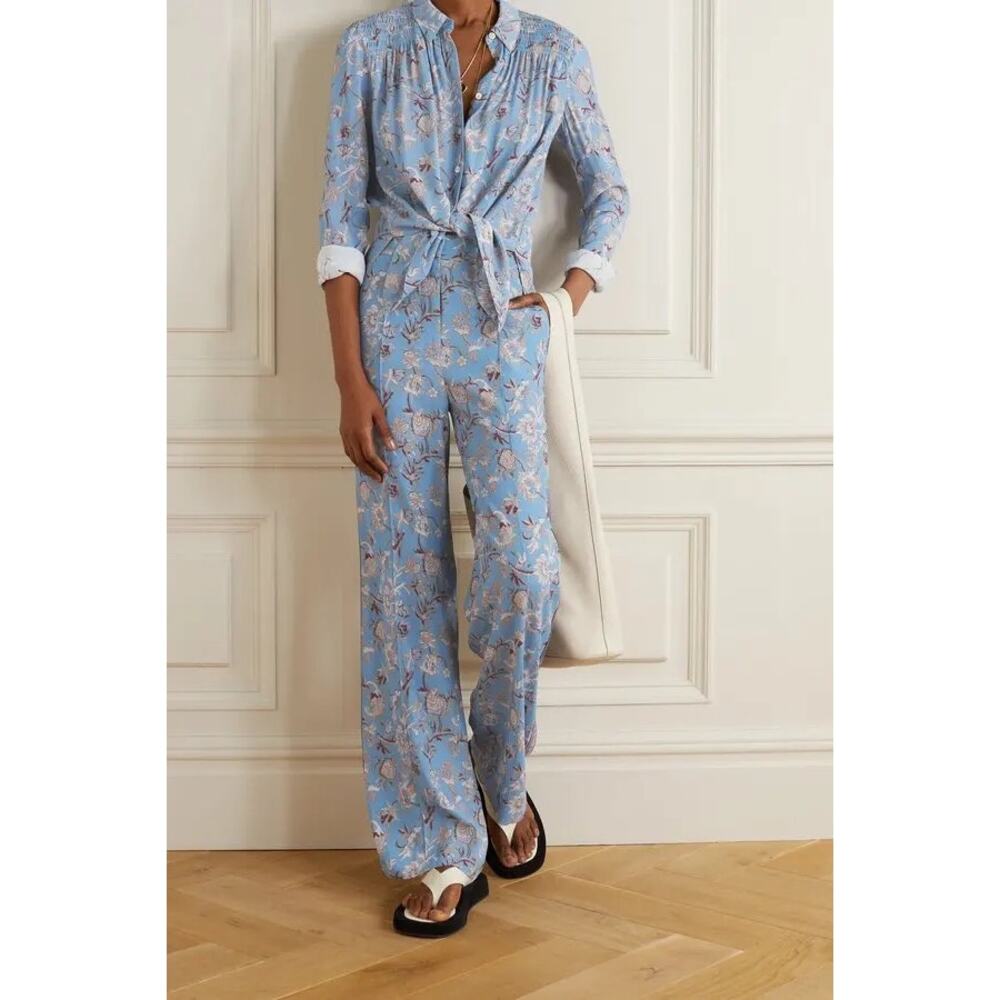 Veronica Beard Light Blue Floral Pants
